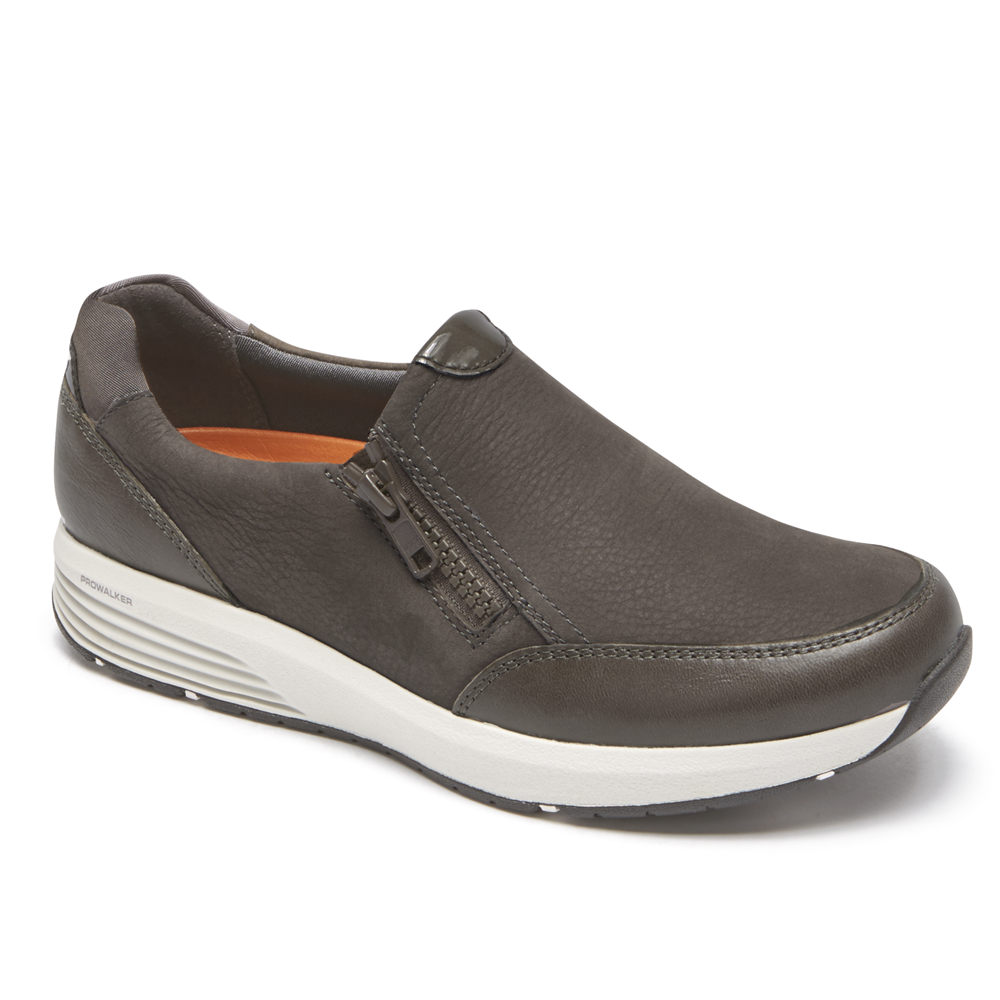 Rockport Womens Slip-On Dark Grey - Trustride Side Zip - UK 458-ECYMQA